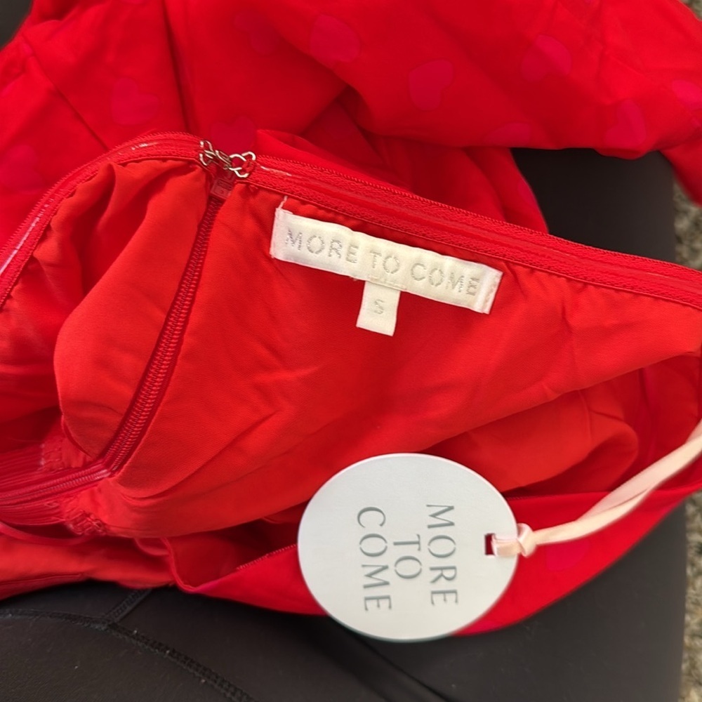 More To Come red dress with pink hearts strapless dress - Picture 7 of 7
